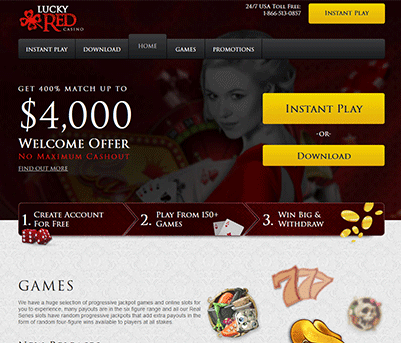 lucky red casino homepage